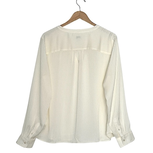 NEW J. CREW Factory Shadow-striped long-sleeve popover placket blouse Size XL - Picture 3 of 6